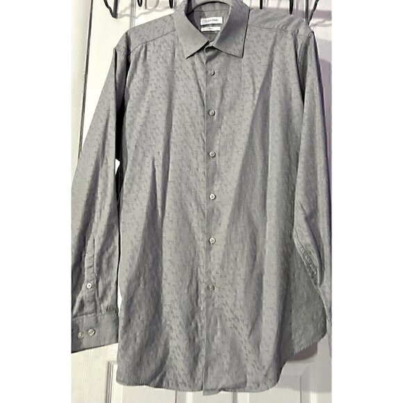 Calvin Klein Mens Slim Fit Geometric Perforated Dress Shirt XL 17 1/2 34/35 - Picture 9 of 9